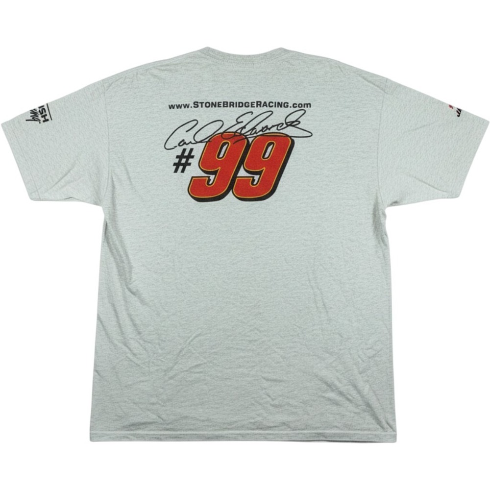 Vintage Hanes Carl Edwards 99 Roush Racing T Shirt Mens XL Gray Y2K NASCAR Tee